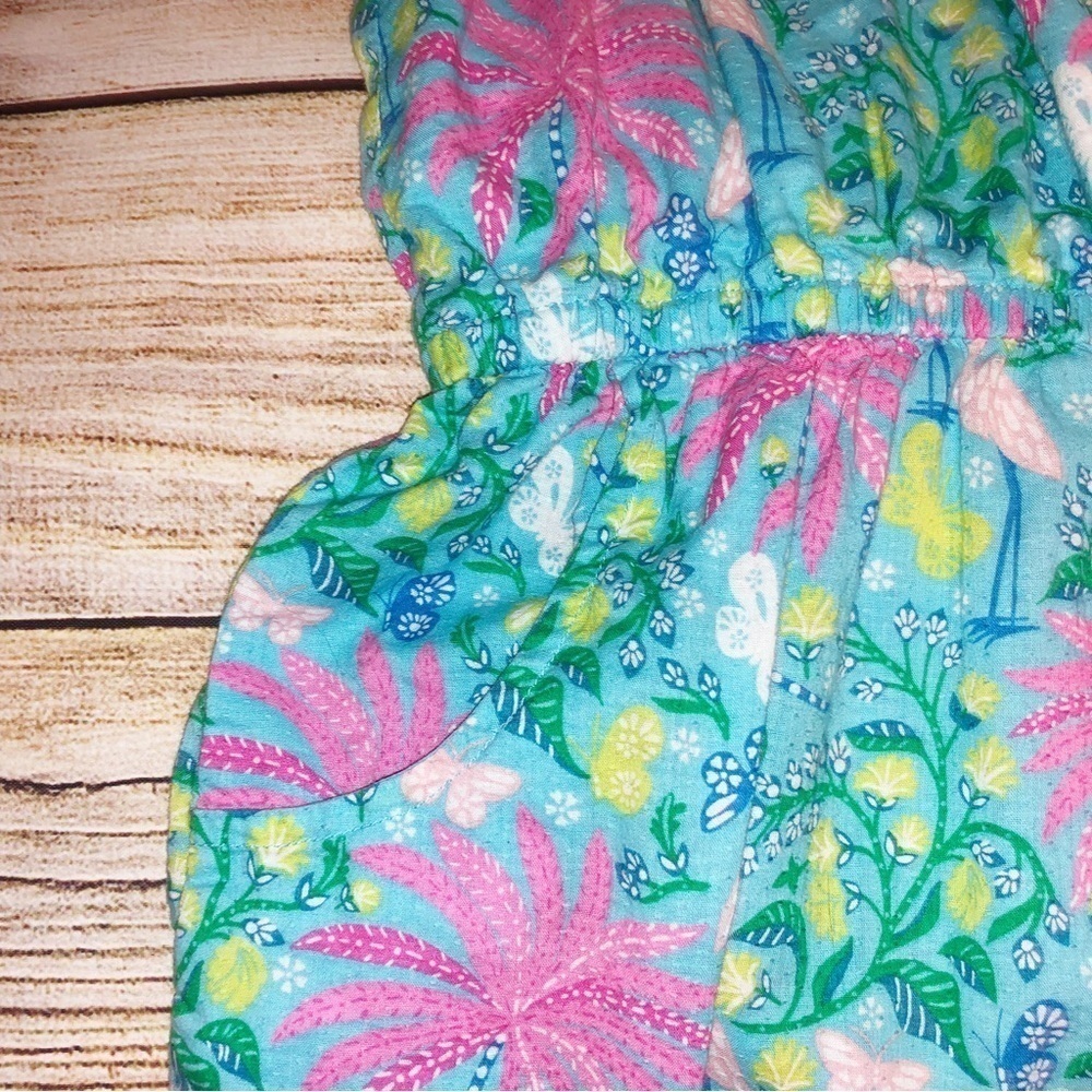 Boden Floral and Flamingos Shorts Romper Size 11-12Y - Picture 3 of 9